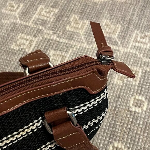 The Sak woven tote purse black white striped leather - Picture 8 of 12